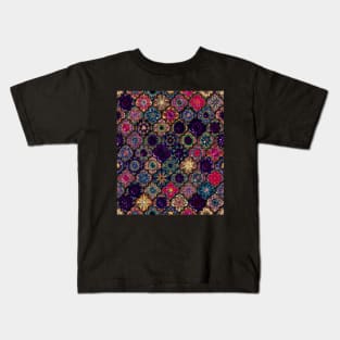 Moroccan Tile pattern, metallic Kids T-Shirt